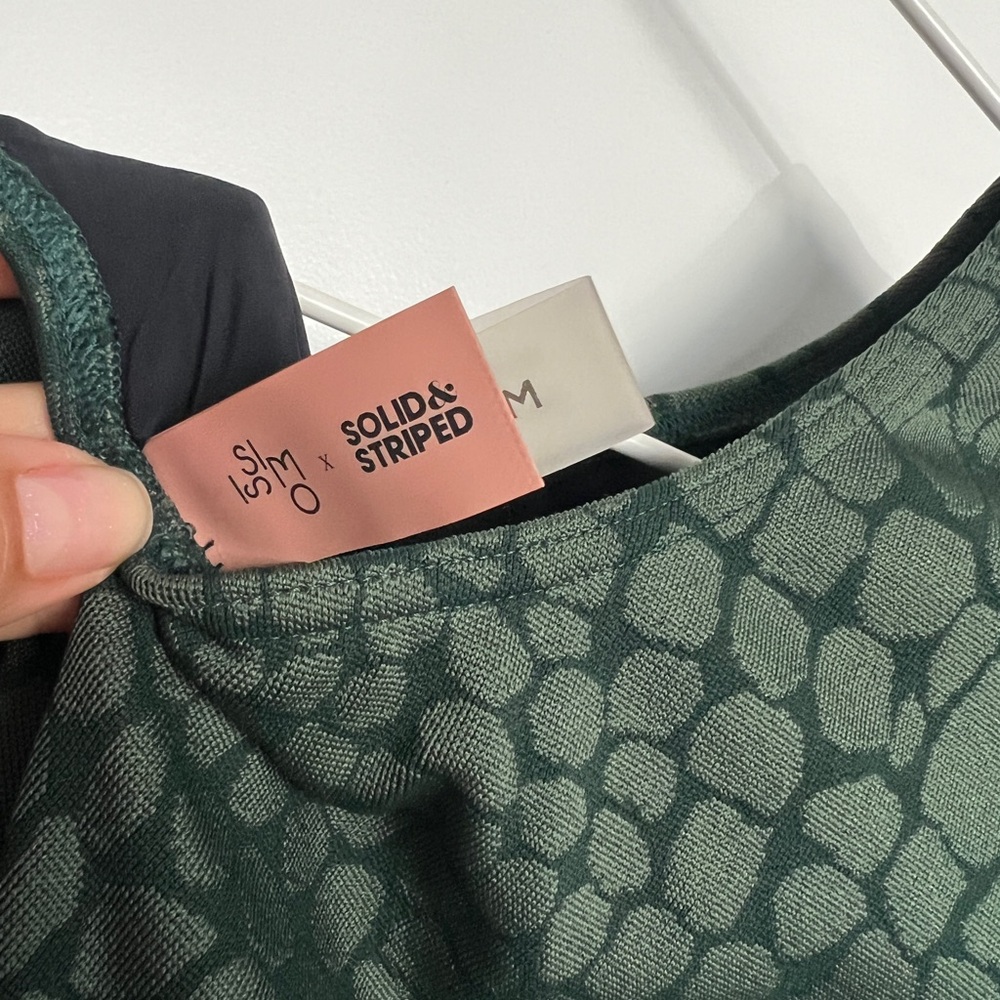 Solid & Striped Dark Green Patterned Womens One P… - image 3